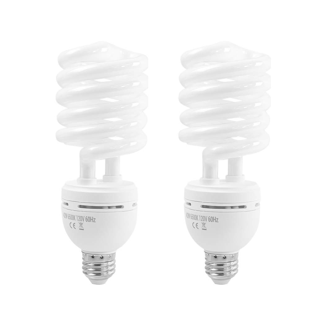 Foto&Tech Photography Daylight Bulb 42W 6500K 120V White Spiral Fluorescent Light Bulb Studio Light for Photography and Daylight Video Lighting (2)