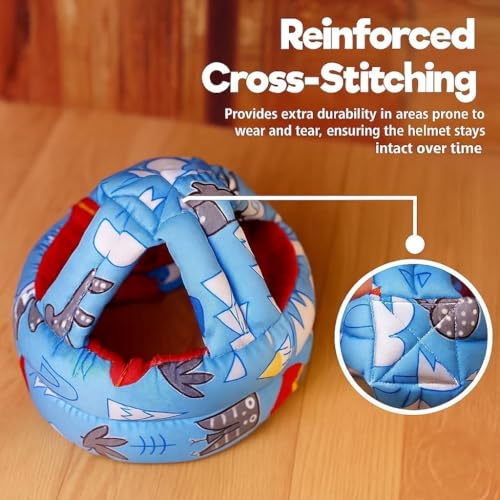 Image of Baby Helmet No Bump Safety Head Cushion Bumper Bonnet Adjustable Protective Cap Child Safety Headguard for Running Walking Crawling Safety Helmet (Blue Print)