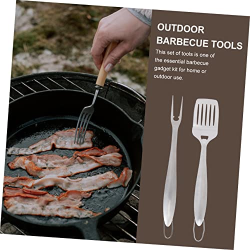 Kit de herramientas para barbacoa BESPORTBLE 2 piezas acero inoxidable miniatura 5