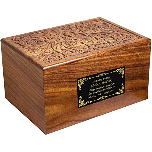 Wooden Human Funeral Cremation Urn with Personalized Engraving