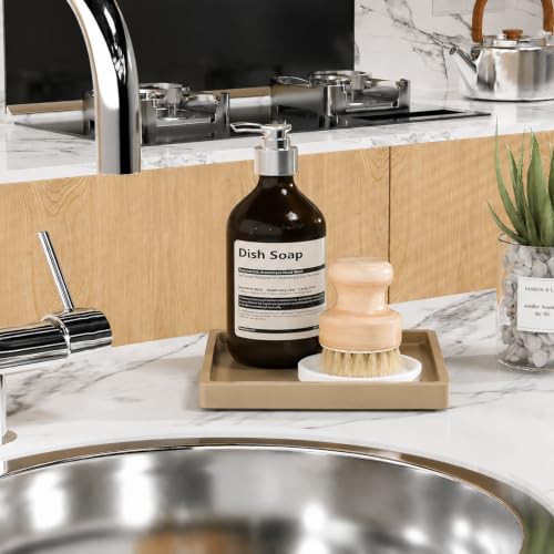 Image of Weenson Bamboo Bathroom Vanity Tray Countertop, Decor, 7.9 inch x 7.9 inch Gold