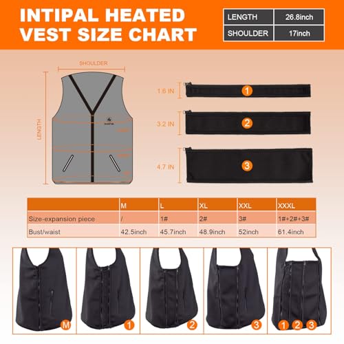 Electric Heated Vest Jacket for Men Women, USB Powered, Expandable Size, Warm Waterproof Washable (Battery Not Included)4