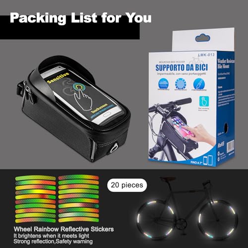 Bike Bag Bicycle Accessories-Waterproof Mountain Bicycle Front Frame Bag-Phone Holder for Bike,Bike Accessories with Sensitive Touch Screen, for Cell Phones Under 7 inches - Image 3