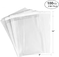 Vista 2 de 100 bolsas – 9 x 14 pulgadas, 5/64 pulgadas de grosor, bolsas de cierre de cristal transparente con solapa autoadhesiva, bolsas de celofán