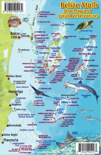 Belize Atolls Dive Map & Reef Creatures Waterproof Fish Card