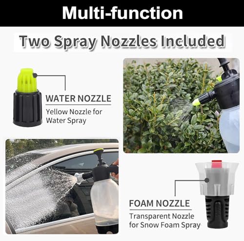Image of Neptune Simplify Farming 2 Liter Hand Pressure Spray Bottle | Snow Foam Pump Sprayer with 2 Nozzles | Multipurpose for Garden Watering, Car Wash, Plant Care, Home & Outdoor Cleaning