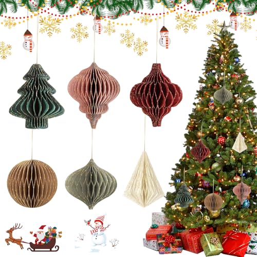 3D Mini Glitter Rand Papier Waben Weihnachten, 6 Stück...