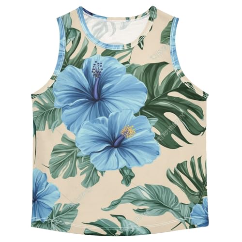 susiyo Summer Hibiscus Flowers Boys Sleeveless Tank Top Girls Athletic T Shirt