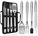 POLIGO 5 PC Set Barbacoa Utensilios Parrilla Barbacoa con Estuche para Acampar - Extra Grueso Acero Inoxidable Set Barbacoa Accesorios Cumpleaños Papá Hombres