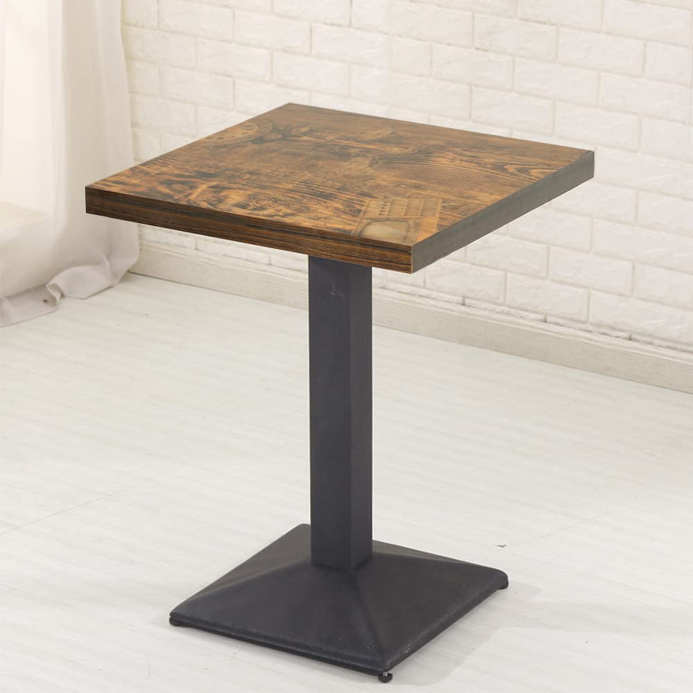 Tavolo Rettangolare Rustico Industriale in MDF e Metallo - Cucina e Bar, Tavolino Tondo in Legno - 60 * 60 * 75cm-B