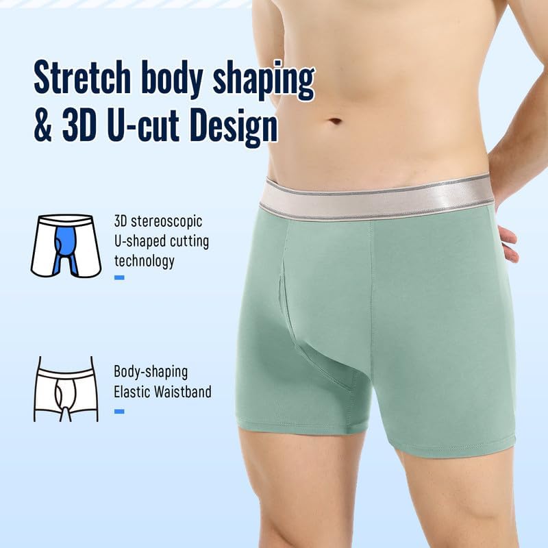 Carer Mens Incontinence Underwear, Washable Reusable Cotton Boxer Briefs with Front Fly, 150ml Leak Proof Underwear for Men Bladder Leakage, Waterproof 3 Pack (Black/Gray/Blue, Large) - Image 2