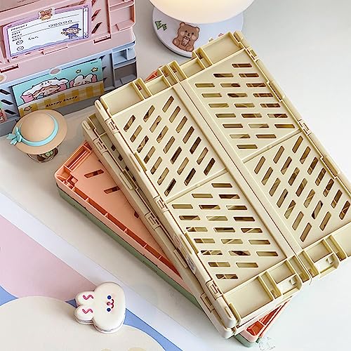 Frepea 2 Stück Aufbewahrungskorb Kleine Klappboxen Grün Faltbar Stabil Aufbewahrungskiste Kunststoff Klappkorb für Küche/Kinderzimmer/Büro(Hellgrün)