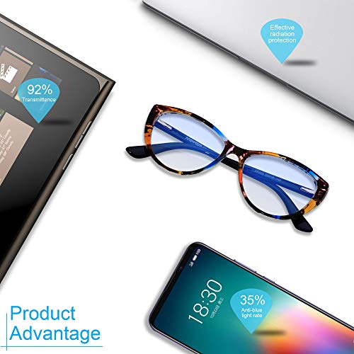 Andwood Blue Light Blocking Glasses Women Bluelight Blocker Computer Cateye Clear Cat Eye Eyeglasses Frame Pattern #TOP3