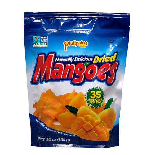 Philippine Dried Mangoes - Premium Cebu Dried Mango Slices from Philippines, Sweetened Dried Fruit Snack Packs, Bulk 30oz