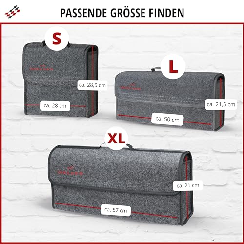 Walser Kofferraumtasche Toolbag Größe S, Nadelfilz Kofferraum-Organizer, Autotasche, Aufbewahrungstasche, Kofferraum-Toolbag 28x14x28cm