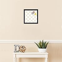 Vista 3 de PinPix Tablón de anuncios de corcho de 12 x 12 pulgadas. Este tablero decorativo enmarcado viene con un moderno diseño de diamante beige blanco y un