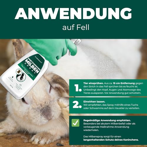 Silberkraft Milbenspray Hase Kaninchen 500ml - Effektives Anti Milben Spray für Nager - Milbenbefall behandeln bei Kaninchen Hasen Meerschweinchen