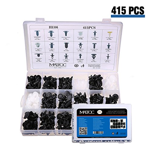 MATCC 415pcs Auto Clips Assortment Retainer Clip Panel Body Interior Assortment Set Fit for GM Ford Toyota Honda Chrysler