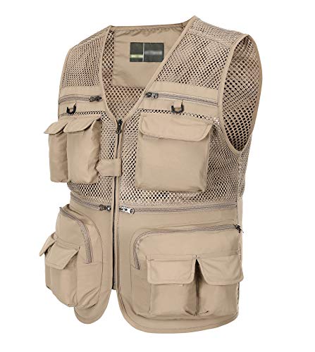 Spanye Fishing Vest For Men With Pockets Summer Outdoor Casual Travel Hunting Photography Quick Dry Big & Tall Waistcoat (01 Beige 3Xl) #TOP1