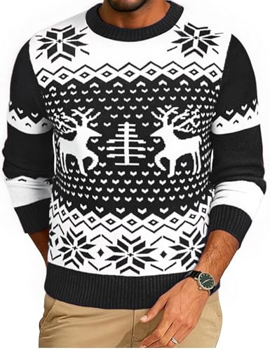 Demegimi Weihnachtspullover Herren mit Rentier Design Christmas...