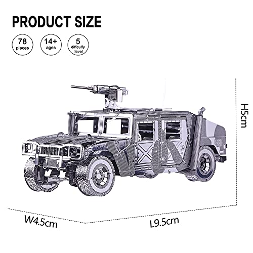 Piececool 3D Metal Puzzle Car Model Kits, American Hummer H1 Military Vehicle Models Kit, Brain Teaser Diy Metal Model Building Kits For Adults Teens Stress Relief Toys, Best Gifts For Son Dad, 78Pcs #TOP4