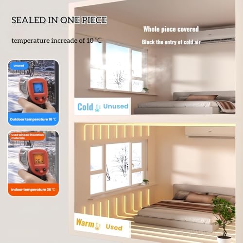 TECUUL Window Insulation Kit for Winter 75''X79'', Reusable Clear Window Film, Non-Cutting Thick Plastic wtih Velcro Tape and Tacks, Rollable Window Curtain by TECUUL - Image 6