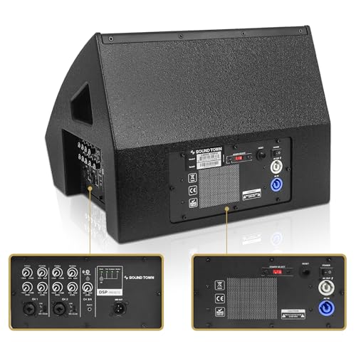 Image of Sound Town CARME Series 12 inch Multipurpose Powered Loudspeaker, with Coaxial Compression Driver, Class D amp., DSP, Birch Plywood for Live Sound, Karaoke, Bar, Church, Black (CARME-12MPW)