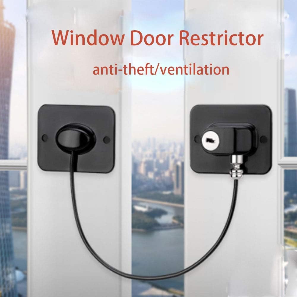 Cerradura de puerta Cerradura de puerta Pestillo de puerta, 2 piezas Restrictor de cable de ventana con tornillos Cable de seguridad de seguridad for niños y bebés for seguridad y protección infantil