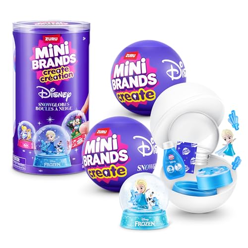 Mini Brands Mini Snow Globe Disney Capsule Series 1 (2 Pack) by ZURU Create Your Own Snow Globe Kit with Figures Diorama and Stickers Featuring 9 Characters to Collect