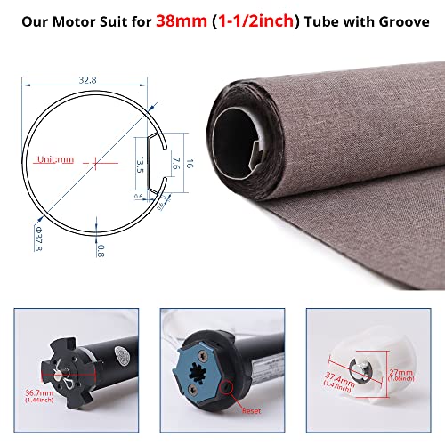 Blindsmart Smart Blinds Motor Roller Shade Motor with Remote Control for Motorized Roller Blind, Smart Life/Tuya APP Control, Alexa, for 38 mm (1-1/2