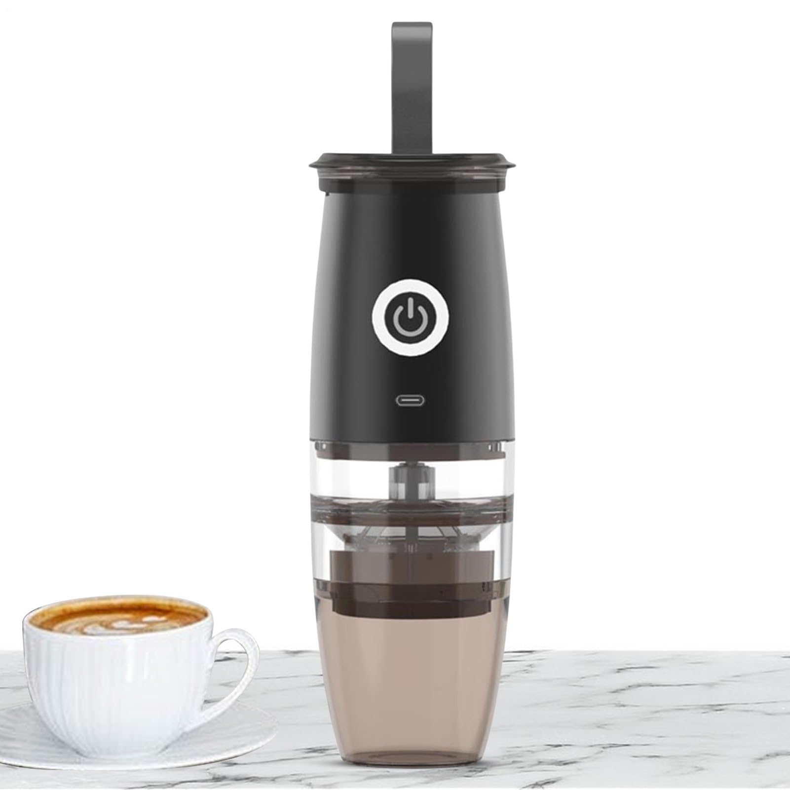 Molinillo de café portátil - Molinillo de café 2 en 1, molinillo de café para muelas | Molinillo de 3 tipos con 5 ajustes de molienda fina/gruesa y recipiente de café transparente