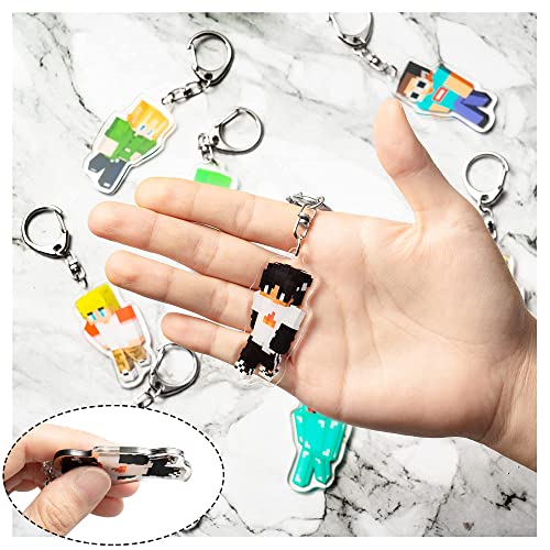 Laffact Easter Smp Acrylic Keyrings Pack For Kids Boy George Technoblade Game Anime Figure Pendant Accessories With Metal Link Skeppy Hoodie Character Collectible Keychain Decor For Bag Gift(8Pcs) #TOP4