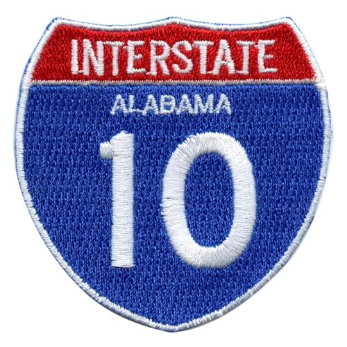Interstate 10 Patch I-10 Road Sign Embroidered Iron On Alabama