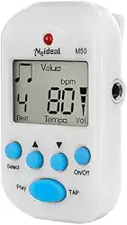 Metrônomo eletrônico portátil multifuncional clip-on LCD digital beat tempo mini metrônomo com bateria para piano, violino, guitarra, tambor de armadilha - branco