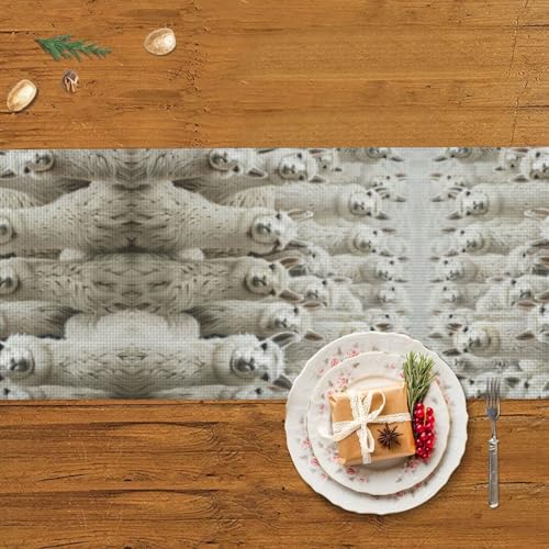 Chemin de table imprimé lama mignon déco table basse et mariage ferme - 6
