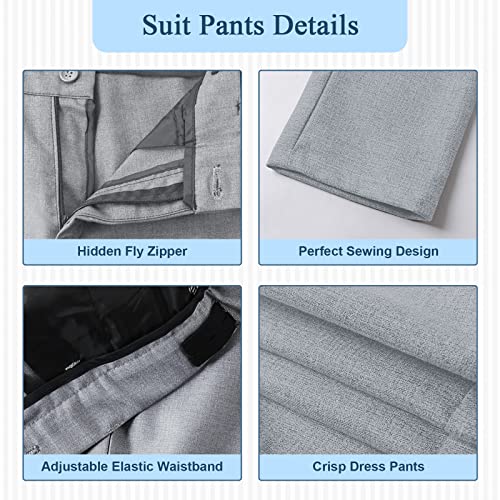 Boys Suits Toddler 5Pcs Baby To Teen Tuxedo Children Wedding Outfits Dress Wear Light Grey Size 2T #TOP3