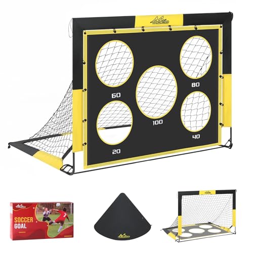 MoKo Portería de Fútbol de Patio para Niños - Redes de Fútbol Desplegables Portátiles 4' x 3' - Juego de Red de Fútbol 2 en 1 para Exterior e Interior