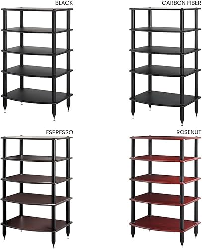 Miniatura 7 de Pangea Audio Vulcan - Estante de audio de cinco estantes, soporte multimedia y gabinete de componentes de 5 estantes, color espresso