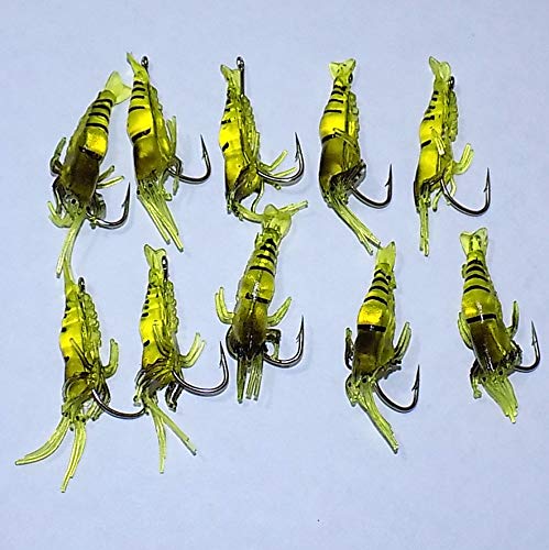 Kit 10 Isca Camarão Silicone 4cm Pesca Esportiva Super Realista Barato Liquidação Top