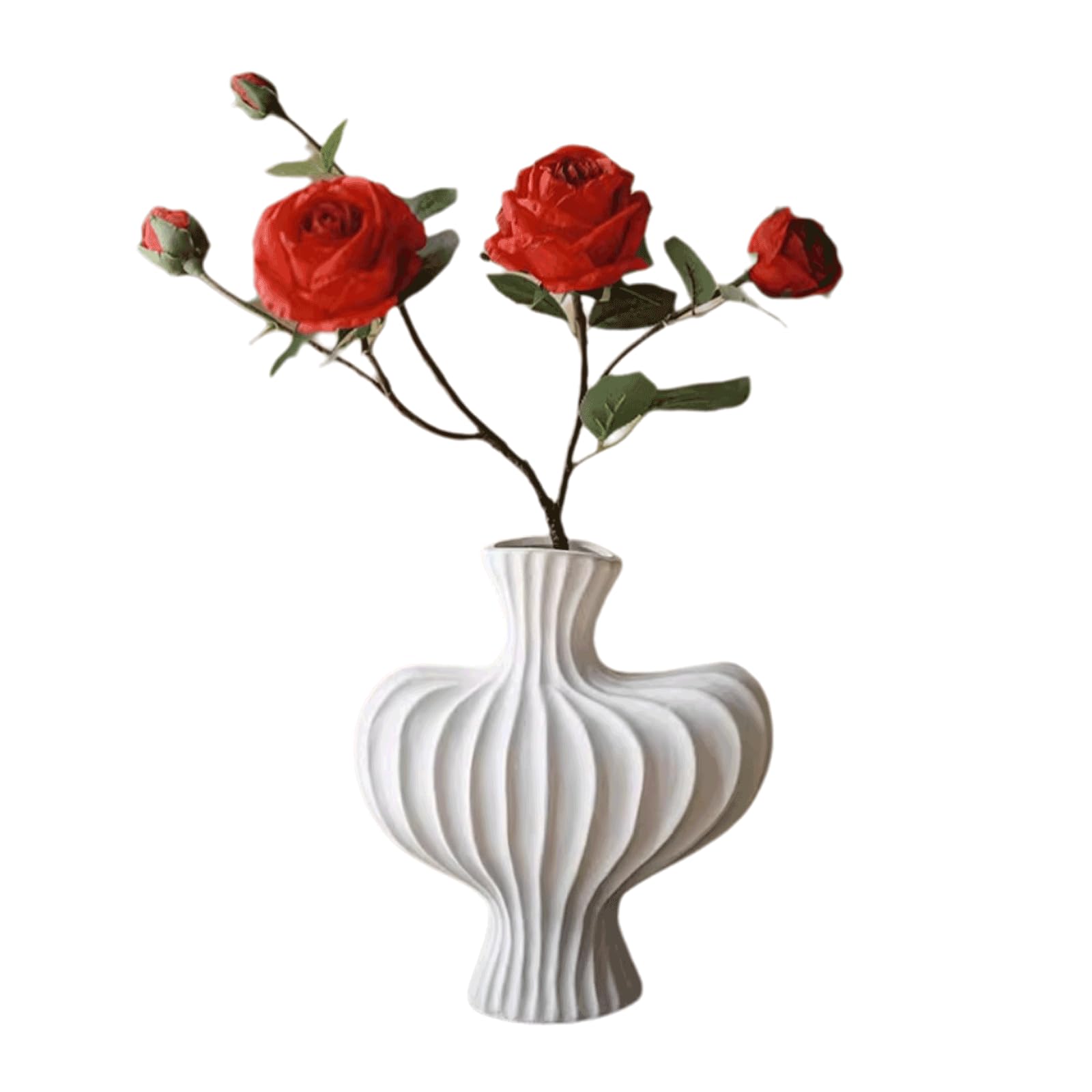 Realistico Fiori di Rose Artificiali di Seta con Vaso ceramico Fiori Falsi Artificiali realistici per casa Giardino da Giardino Decorativo Multiuso