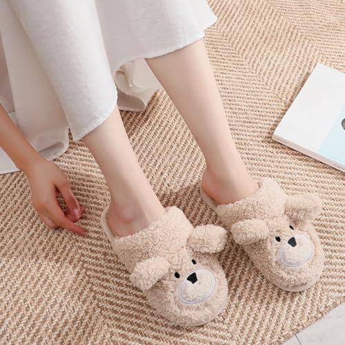 Women Teddy Animal Slippers Cartoon Bear Slippers Cute Plush Indoor Shoes Cozy Anti-Slip PVC Soles3