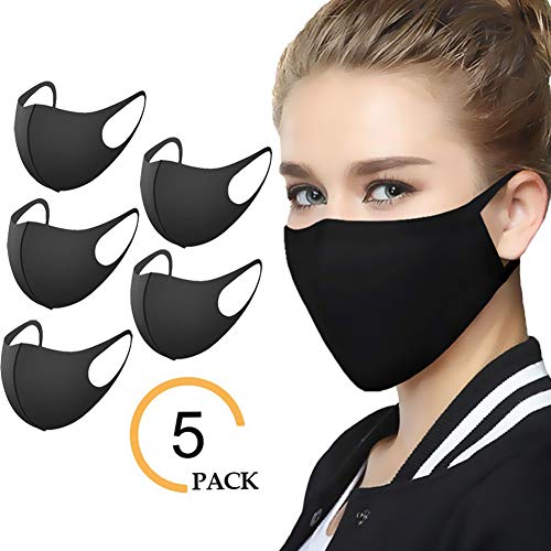 SmleGft Face Mask - 5 Pack Unisex Dust Mask with 3 Layers of Space Cotton - Washable & Reusable - Protection from Dust, Pollen, Pet Dander, Other Air Pollution - Earloop face mask for Men Women Kids