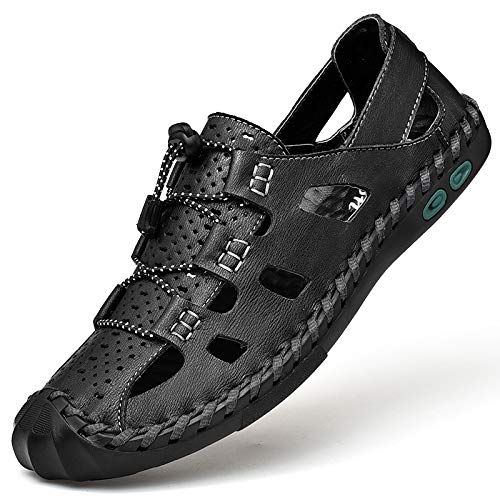 Men’s Leather Sandals Comfort Summer Outdoor Waterproof Hiking Sport Sandals