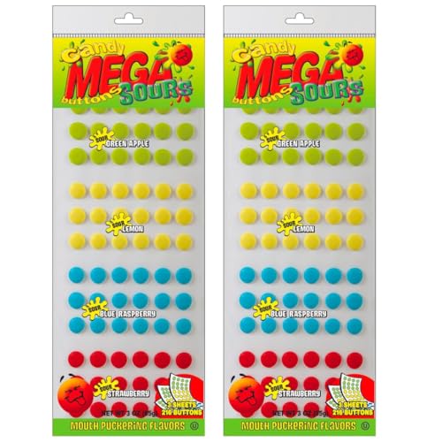 Mega Candy Buttons - Original & SOUR Flavors - Gift Pack of 2 (432 Buttons Total) by Lyza's Sweets & Treats (SOUR)
