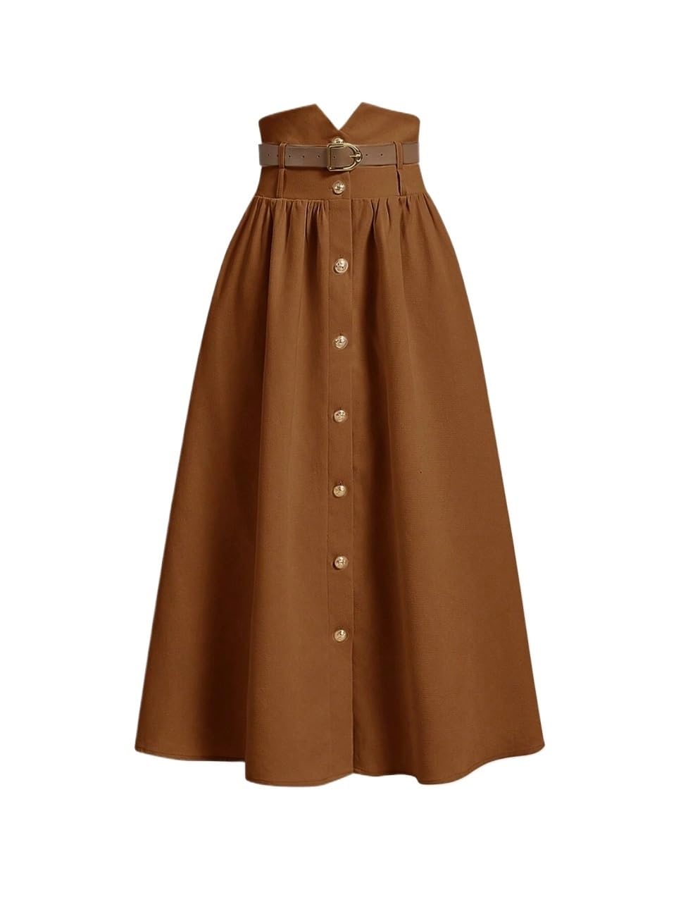 Womens Flowy Trendy Skirt High Waist Button Front Skirt