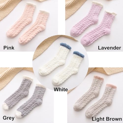 Image of Women's Fuzzy Socks 5 Pair Pack - Fluffy Cozy Warm Winter Slippers, Comfy Cabin Plush Sleep Home Soft Socks