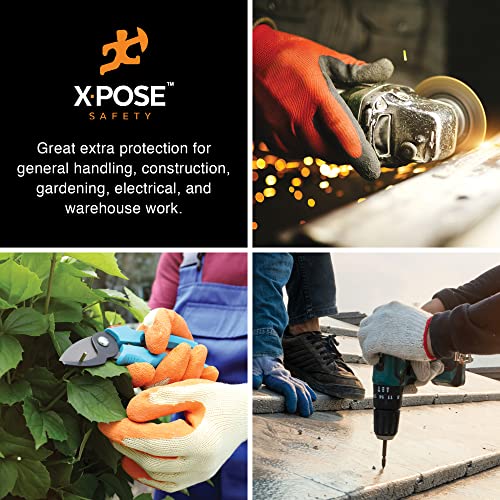Image of Xpose Safety Red & Blue Palm Work Gloves - Latex-Coated Knit Grip Safety Gloves for Construction, Electricians, & General Use