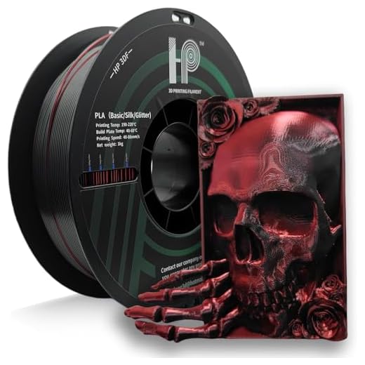⚡ HP3DF 3D Printer Filament, Silk PLA, Color Changeable PLA Filament 1.75mm, Changes Color with Light and Angle, Dimensional Accuracy+/-0.02mm, 1KG Spool (2.2 lbs), Fit Most FDM Printer(Silk Red Black)