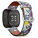CJBROES Replacement Leather Watch Band, Compatible with Fitbit Versa 3 and Fitbit Sense of Wristband Bracelet Accessory - Colorful Floral