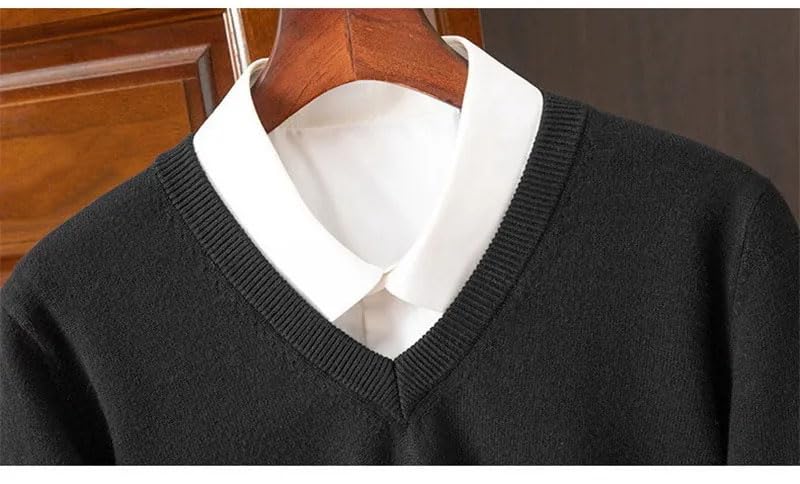 Men Slim Fit Casual Sweater,Men's V-Neck Long Sleeved Pullover,Knitted Soft Warm Sweater2